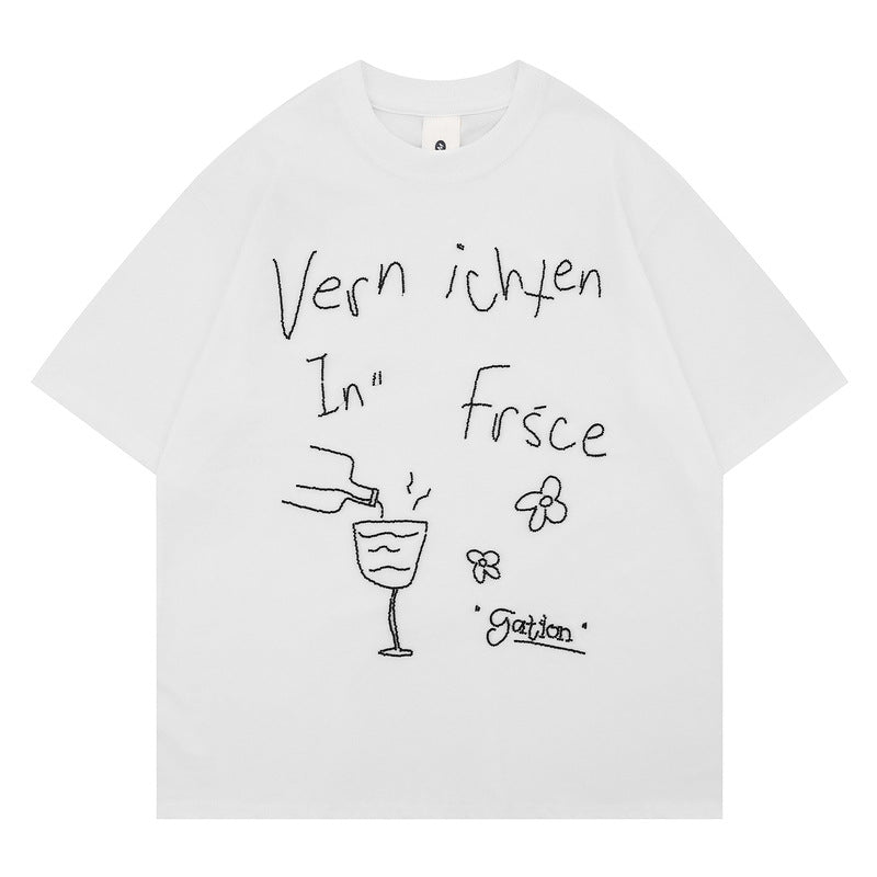 White unisex loose couple fit short sleeve t-shirt lifestyle shot streetwear style TeenStylo