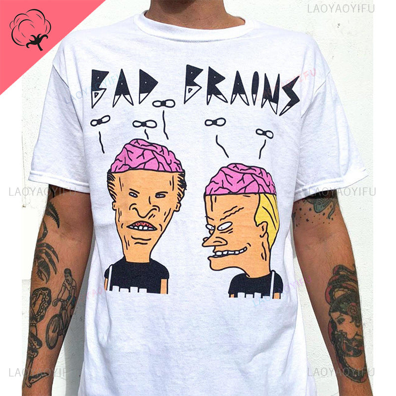White unisex vintage cartoon Saucer Man graphic tee with funny retro UFO design, lifestyle view – TeenStylo