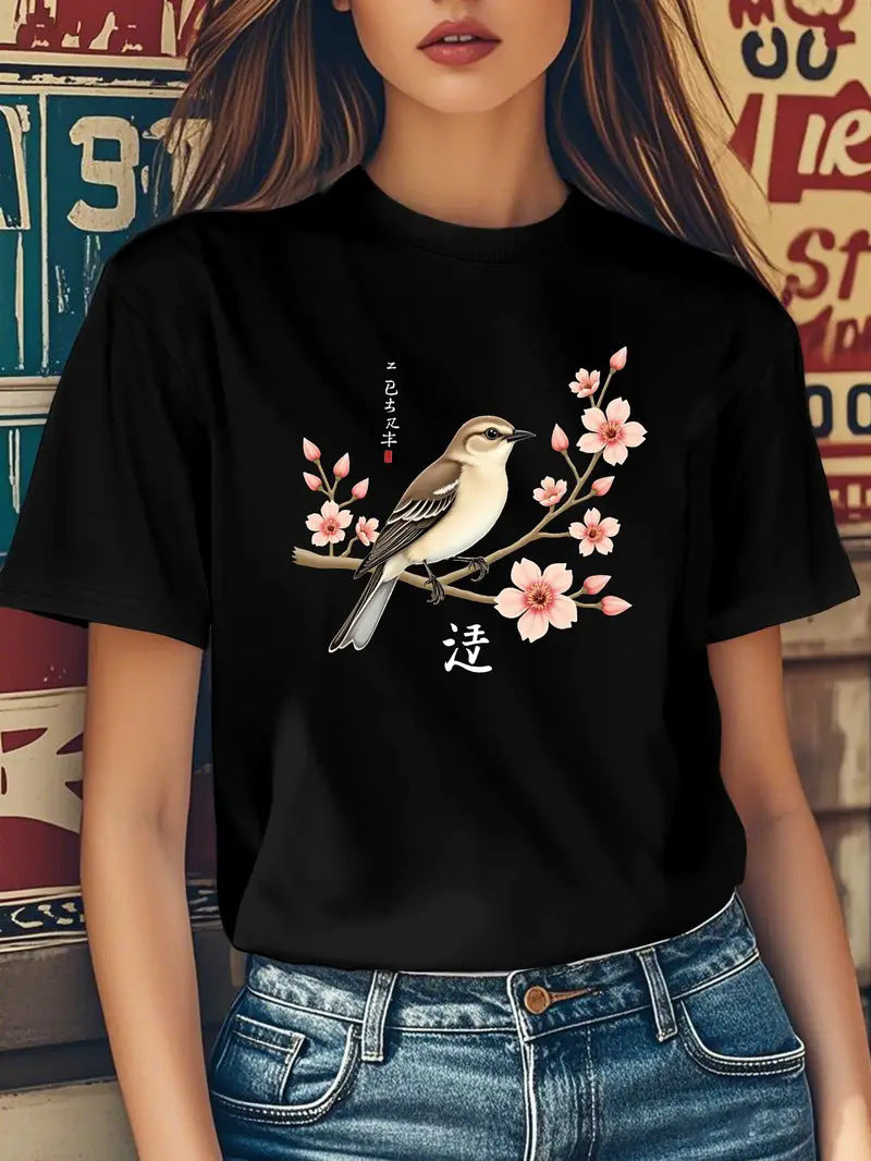 Unisex printed short sleeve T-shirt in B9 colorway, Y2K streetwear style lifestyle shot - TeenStylo