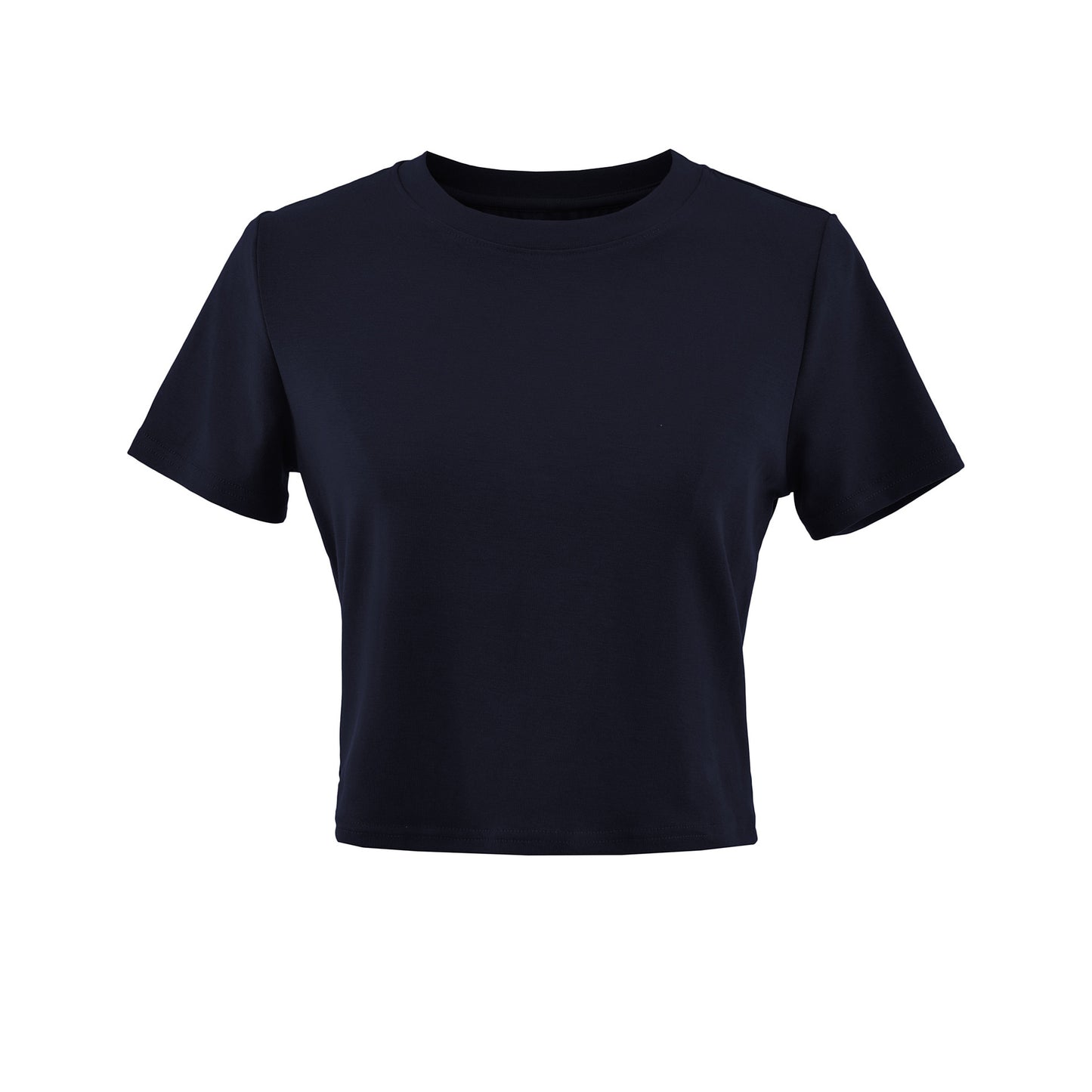 Navy blue round neck short sleeve unisex T-shirt lifestyle shot – Y2K streetwear style at TeenStylo