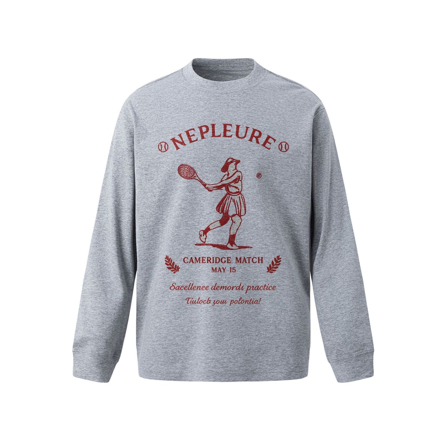 Gray unisex loose fit long sleeve letter print graphic tee lifestyle shot – TeenStylo