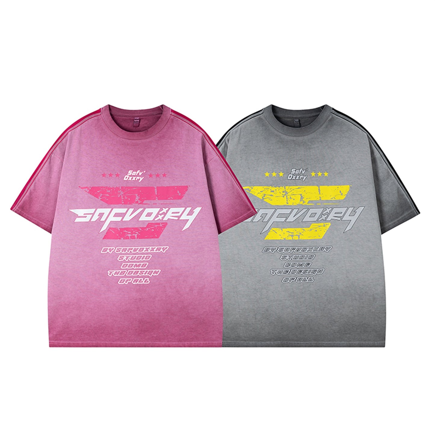 Pink printed letter graphic short sleeve t-shirt men's lifestyle style TeenStylo