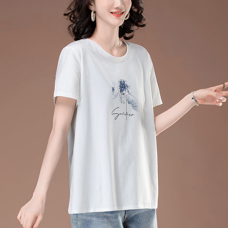 White unisex round neck short sleeve t-shirt lifestyle shot, Y2K streetwear essential | TeenStylo