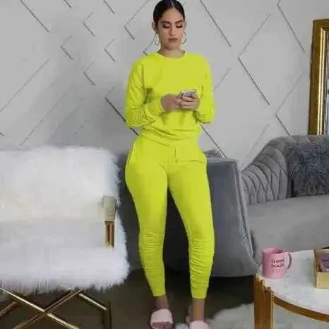 Fall Casual Women Two Piece Tracksuit Set Long Sleeve Sweatshirt Top And Jogger Sweatpants Matching Outfit