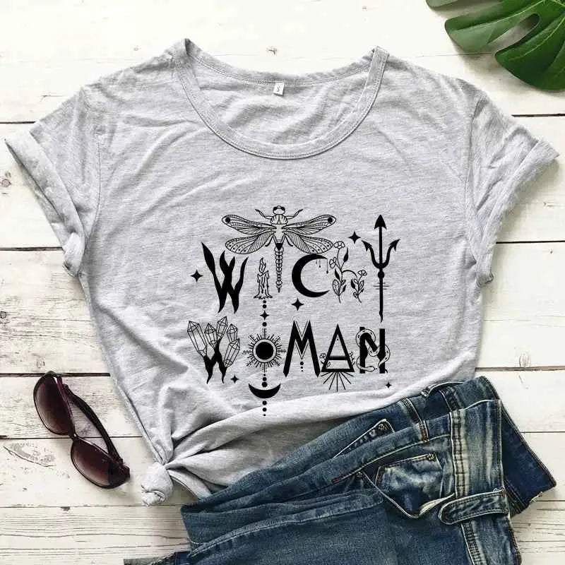 Witchy Woman 100 Percent Cotton T Shirt Gothic Graphic Tee For Women Casual Top Sizes S To XXXL