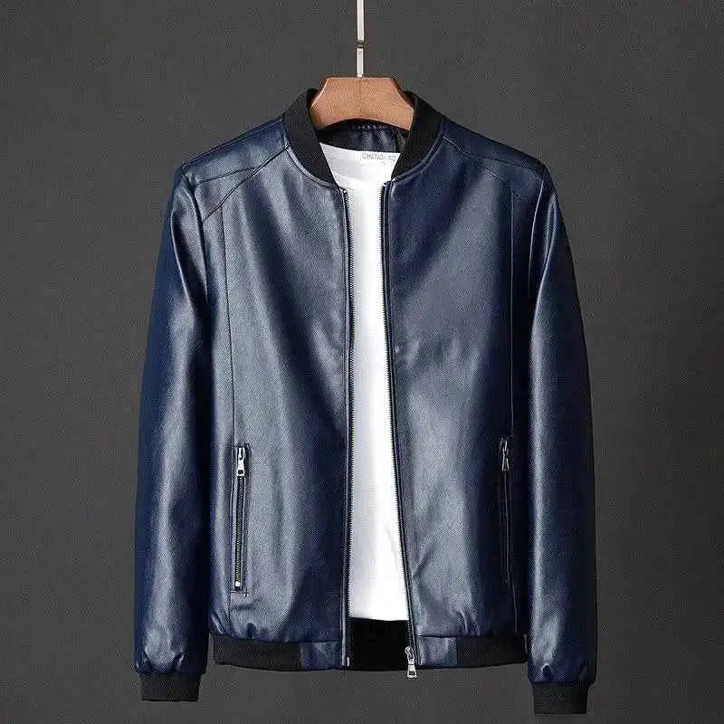 Mens Leather Bomber Jacket PU Leather Motorcycle Biker Style Baseball Casual Plus Size 7XL 2020 Fashion J410