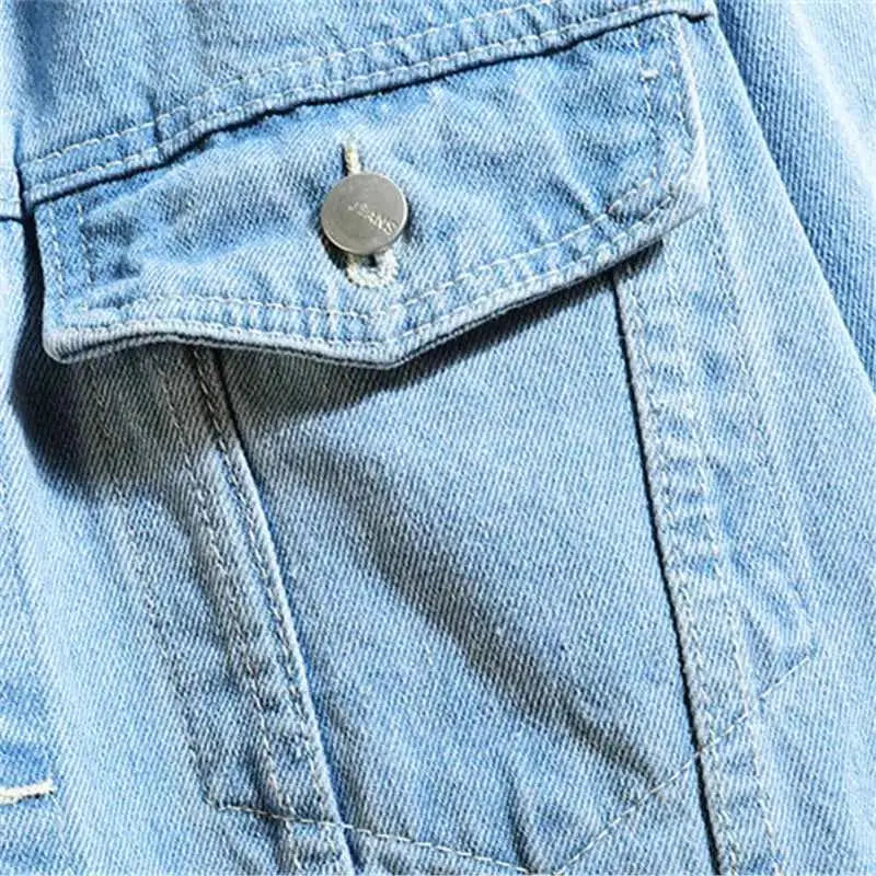 2026 New Mens Denim Jacket Hooded Loose Fit Cotton Outerwear Coat Solid Denim For Casual Streetwear Plus Size 5XL