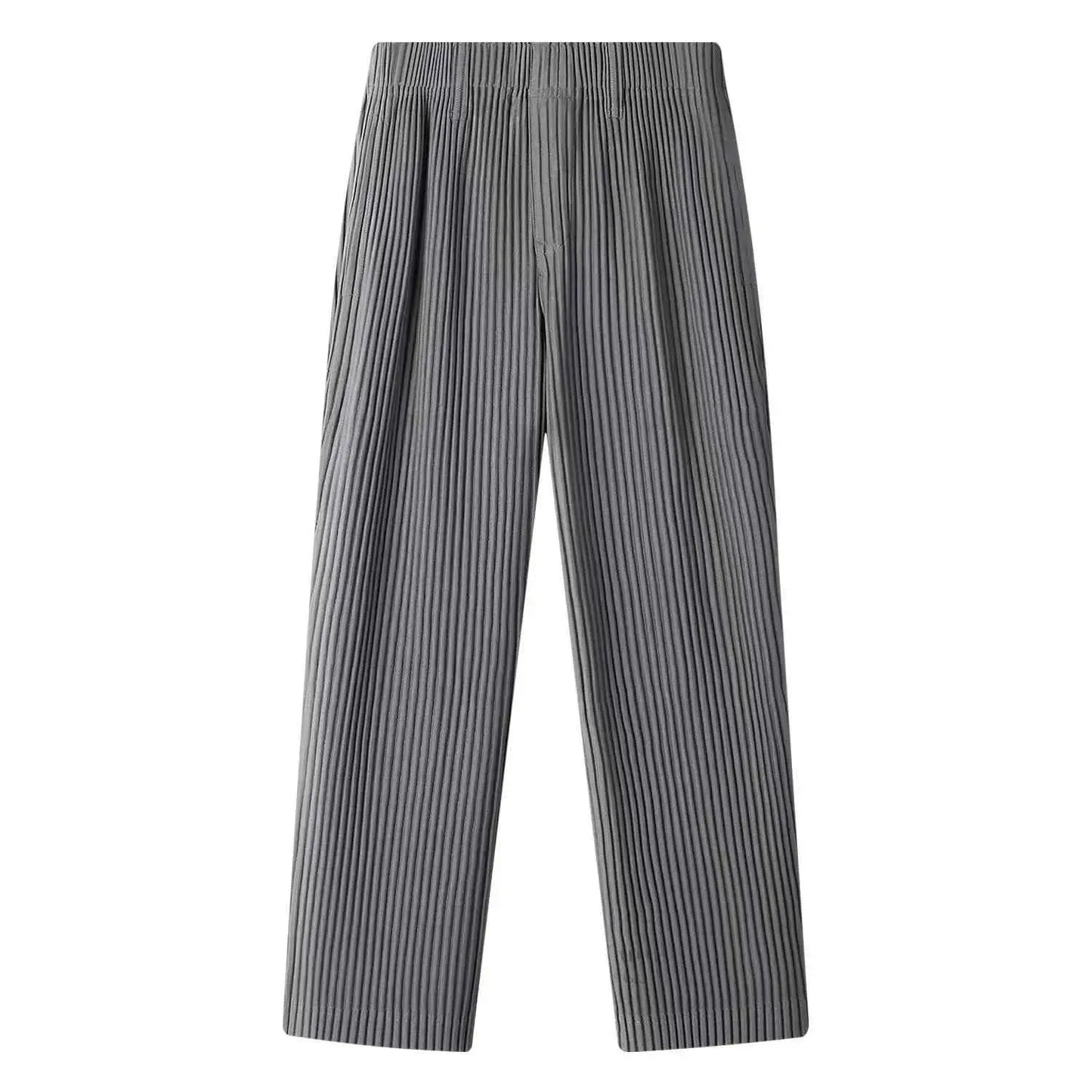 Miyake Pleated Mens Trousers Baggy Straight Fit Casual Japanese Style Pants High Quality Fabric
