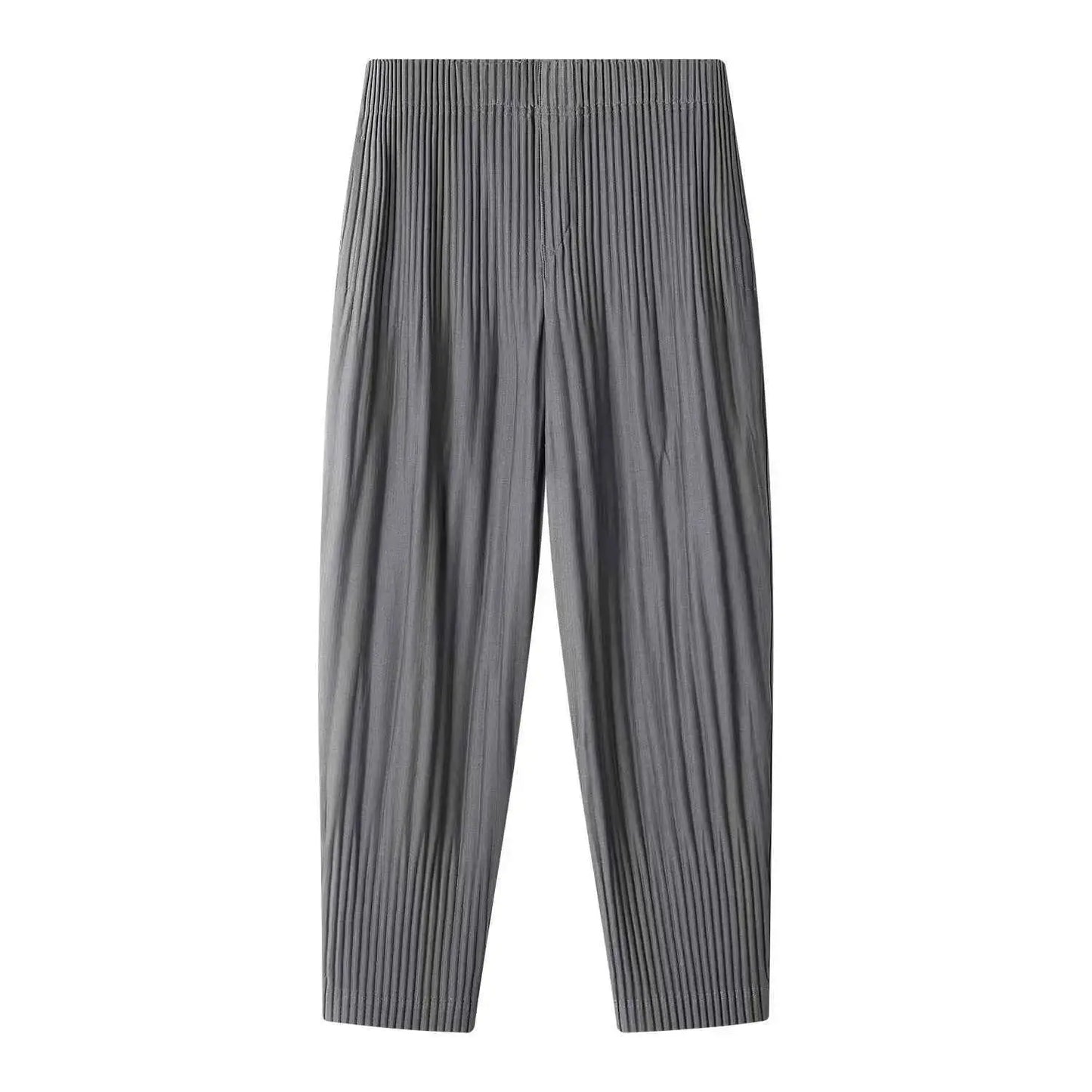 Miyake Pleated Harem Pants For Men Japanese Streetwear Baggy Breathable Low Crotch Trousers