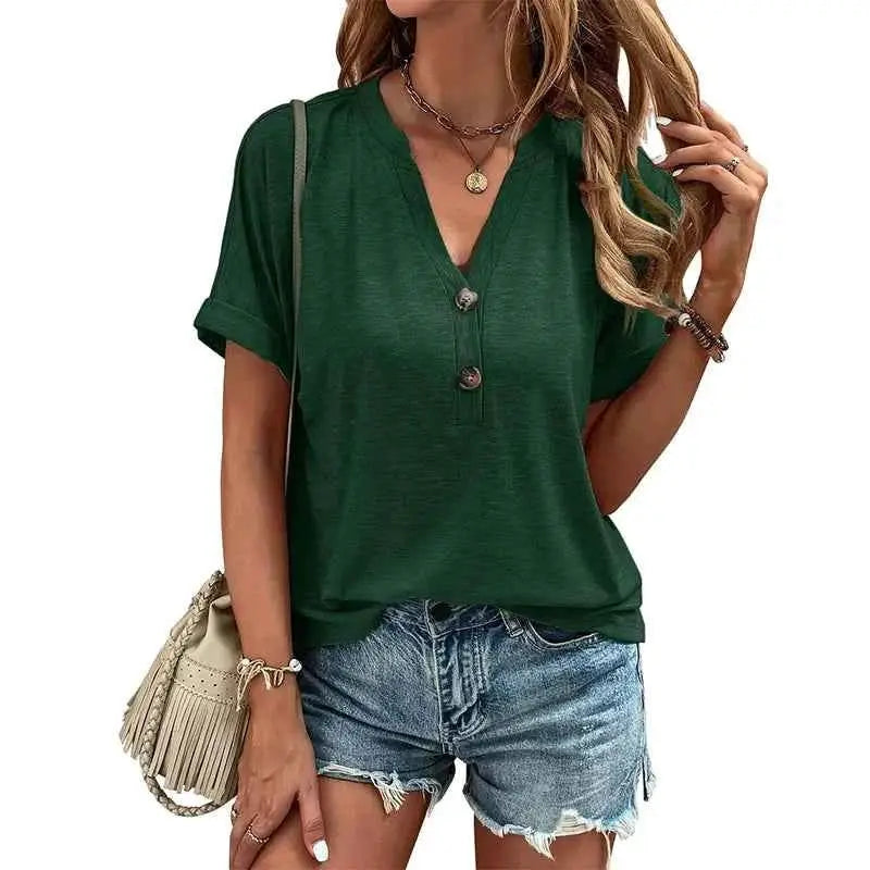 Solid Color Casual Loose T Shirt For Women 2025 Summer Vintage Oversized Short Sleeve Tee Streetwear Top