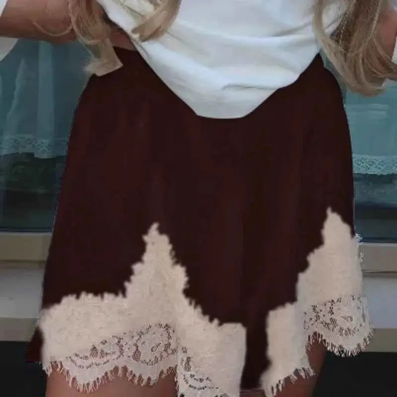 Women Y2K Silk Lace Trim Shorts Pajama Micro Mini Slip Boxer Lounge Low Rise Bottoms Streetwear