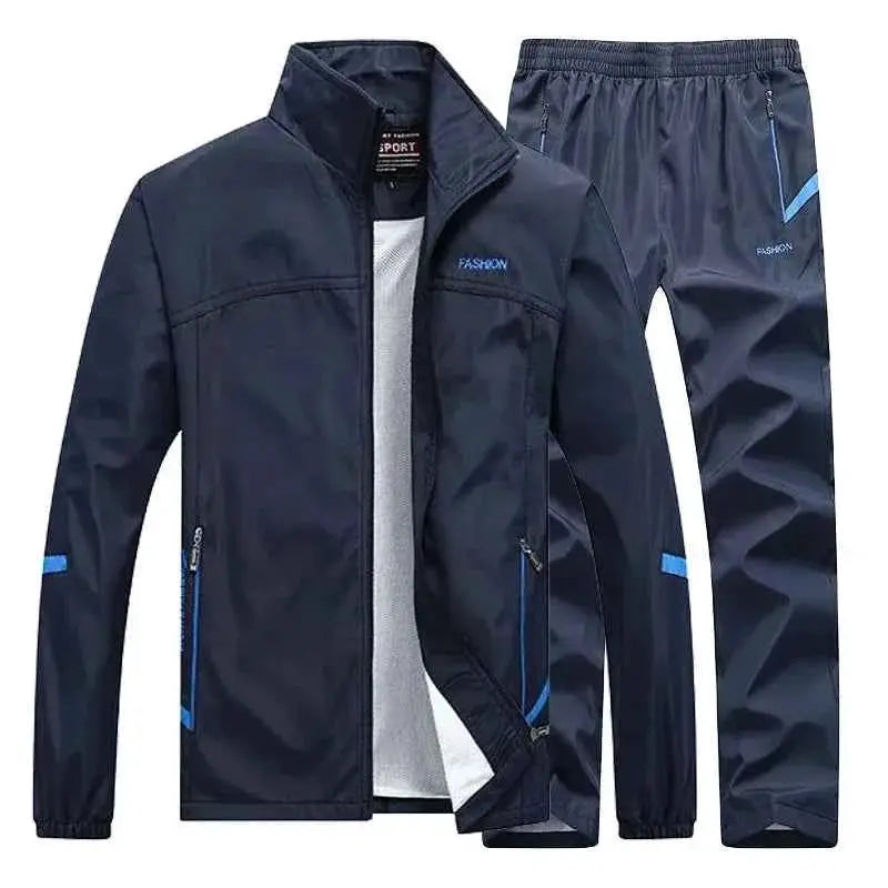 Casual Mens Tracksuit Set Two Piece Jacket And Sweatpants Zipper Hoodie Joggers Suit For Spring And Autumn