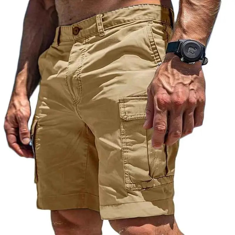 Casual Loose Cargo Shorts For Men 2025 Summer Trend Multi Pocket Patchwork Straight Fit Solid Color