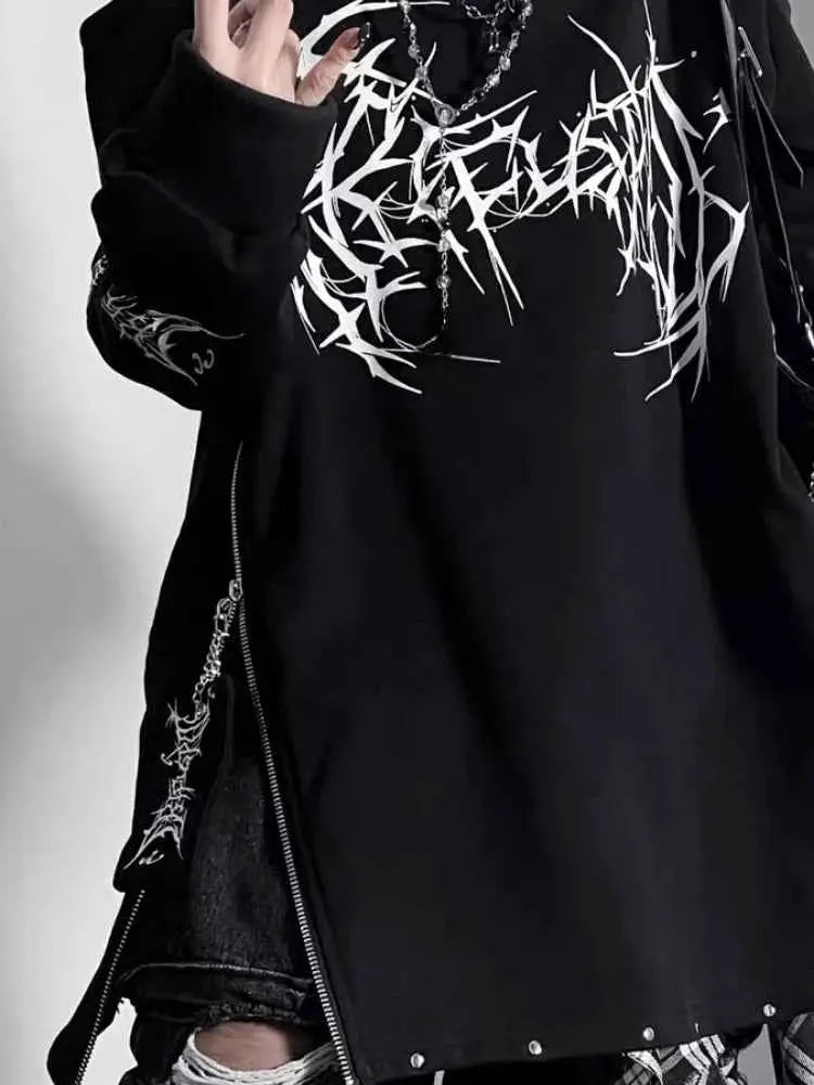 Vintage Black Printing Punk T Shirt For Women TeenStylo Short Sleeve Tee Casual Everyday Wear
