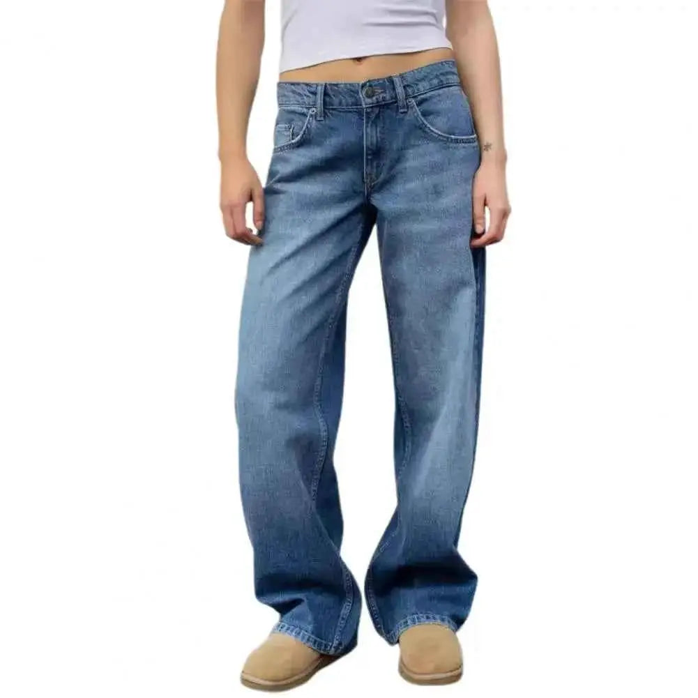 Slim Cut Jeans For Women High Waist Denim Pants With Pockets Stylish Wide Leg And Straight Leg