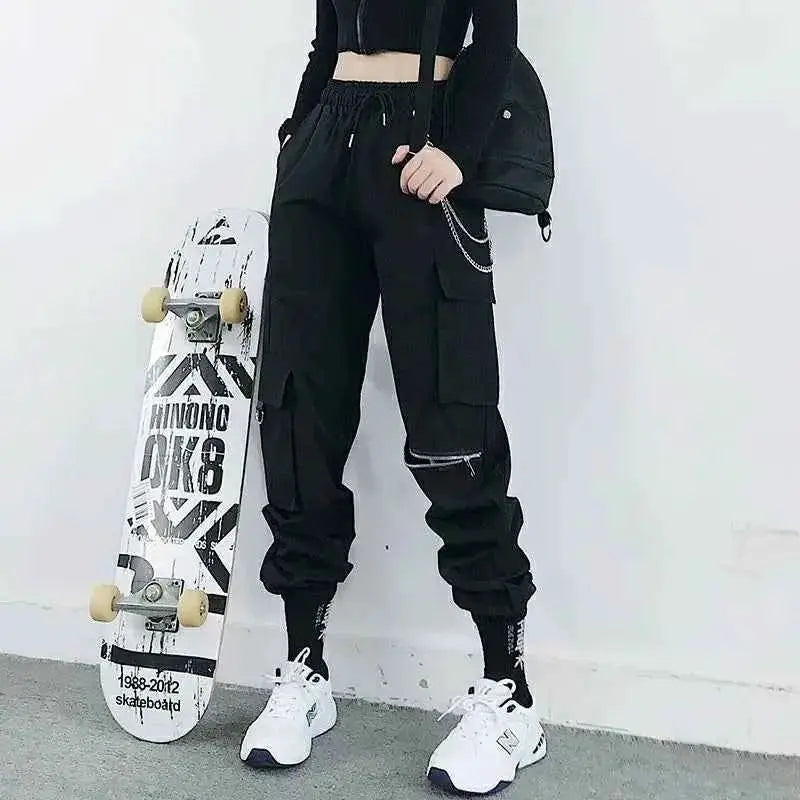 Cargo Pants Women Men 2023 Fashion Punk Jogger Trousers Harajuku Streetwear Ankle Length Oversized Harem Pants