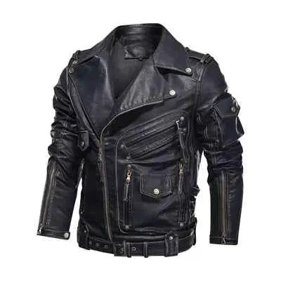 Winter Mens PU Leather Motorcycle Jacket With Zipper Pockets Fashion Coat For Men Premium Quality