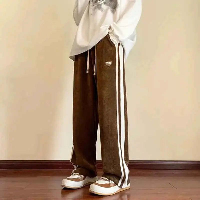 Men's Baggy Striped Straight Leg Hip Hop Harajuku Casual Sweatpants | TeenStylo — TeenStylo