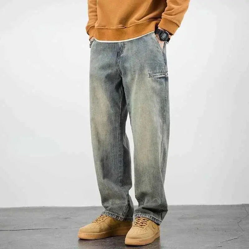 Mens Retro Cargo Jeans Straight Leg Baggy Fashion Trousers Vintage Y2K Korean Style Luxury Designer 2025 Trend