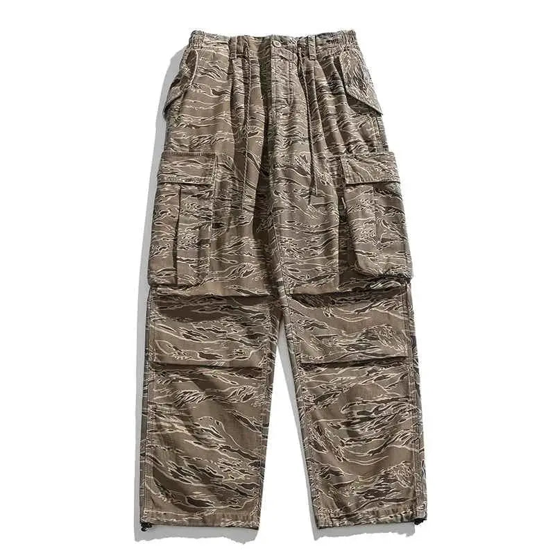 High Quality American Retro Ast Craft Camouflage Cargo Pants For Men Outdoor Tactical Baggy Trousers