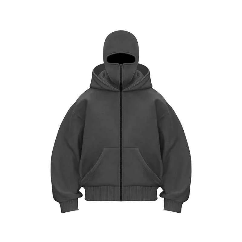 Vintage Hooded Mask Hoodie For Men And Women Harajuku Hip Hop Rock Gothic Fashion Loose Fit Zip Sweatshirt