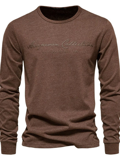 Brown men's round neck letter graphic t-shirt streetwear style lifestyle look TeenStylo