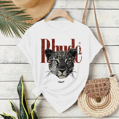 Black Rhude text short sleeve unisex T-shirt back view at TeenStylo