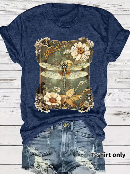 Royal blue unisex dragonfly print short sleeve t-shirt lifestyle shot | TeenStylo