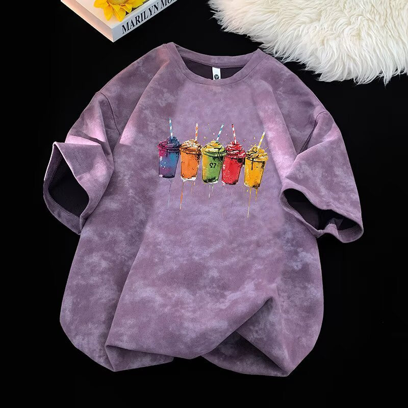 Purple tie-dye short sleeve t-shirt for men lifestyle streetwear style TeenStylo