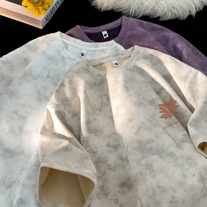 Apricot short sleeve mens t-shirt fabric detail close-up streetwear style TeenStylo