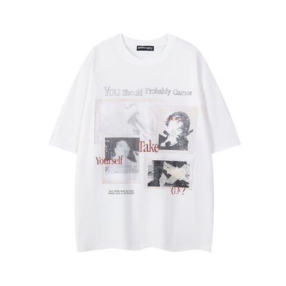 Black unisex streetwear graphic print t-shirt lifestyle shot – urban style fashion at TeenStylo
