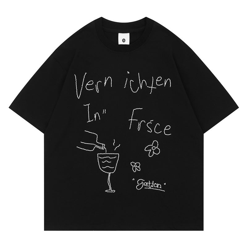 Black unisex loose couple fit short sleeve t-shirt lifestyle look streetwear style TeenStylo