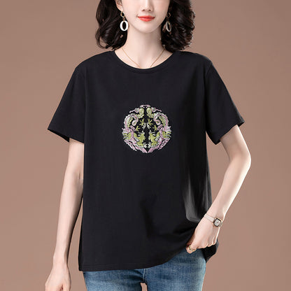 Black embroidered short sleeve unisex T-shirt lifestyle shot | TeenStylo