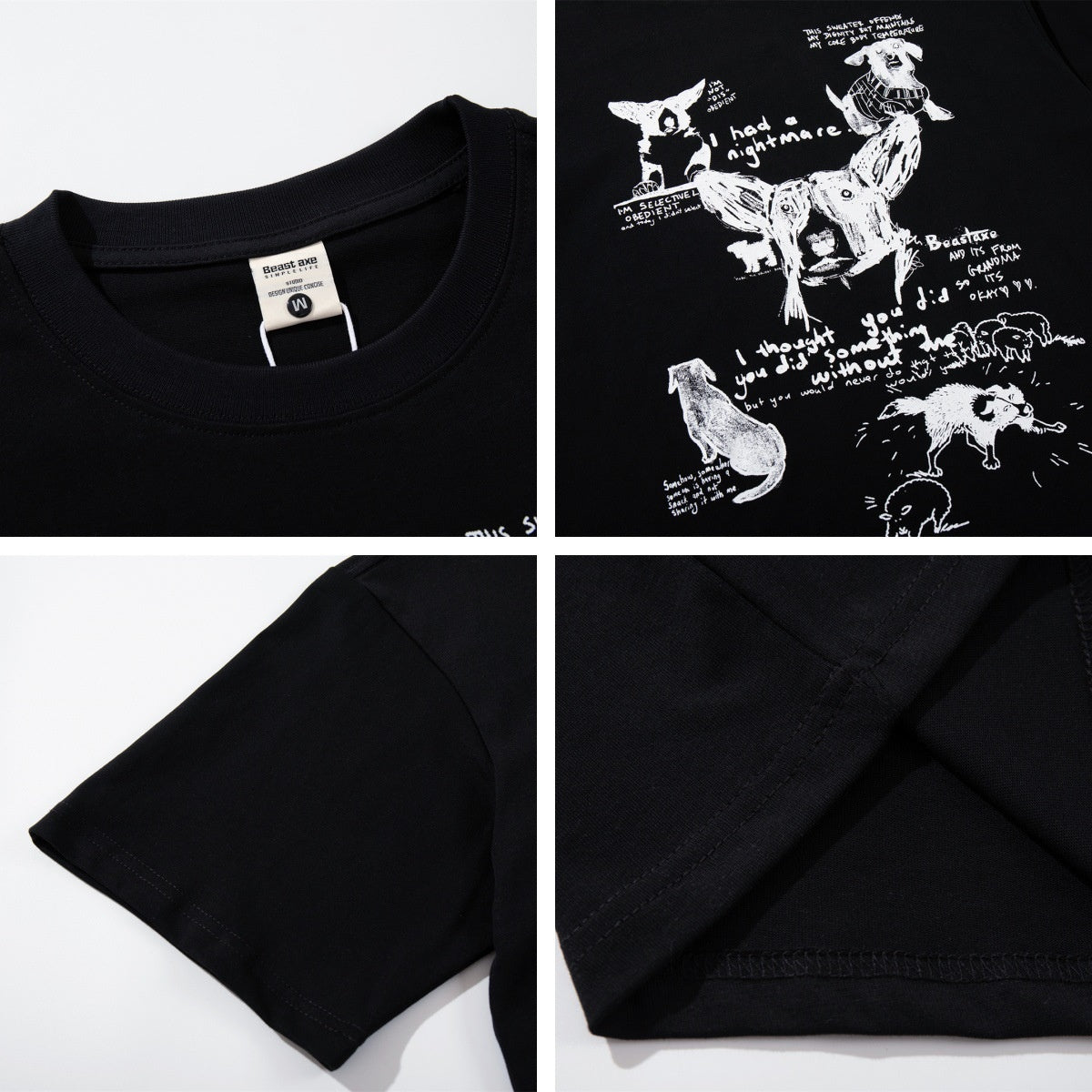 Red pure cotton men's T-shirt close-up detail showing fun letter print graphic design streetwear style | TeenStylo
