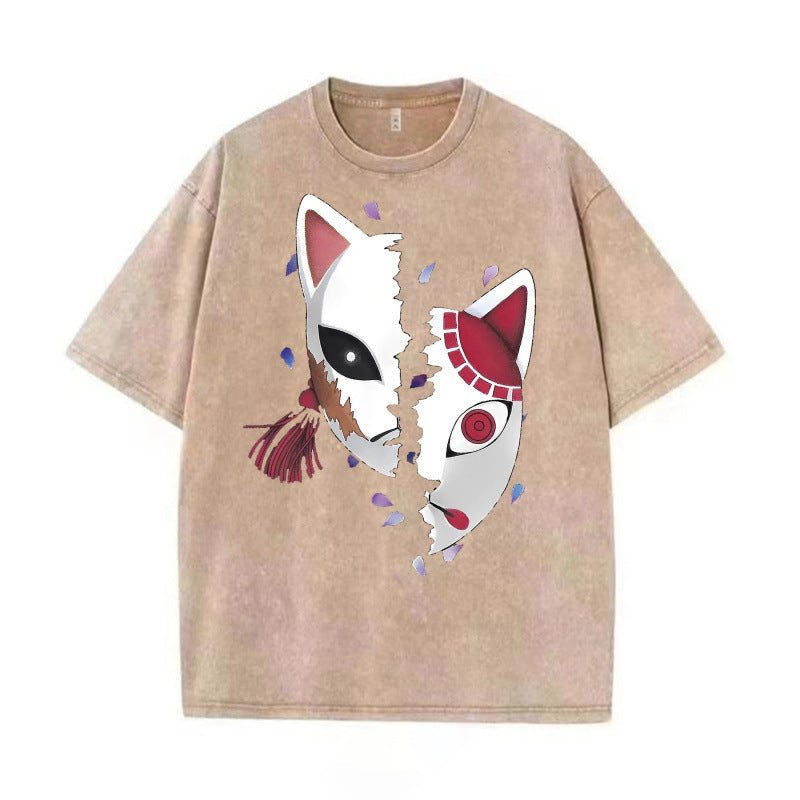 Unisex anime mask pattern printed t-shirt lifestyle shot streetwear casual trendy style TeenStylo