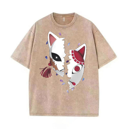 Unisex anime mask pattern printed t-shirt lifestyle shot streetwear casual trendy style TeenStylo