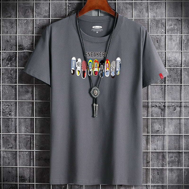 Dark grey oversized anime goth graphic t-shirt lifestyle look for teen guys – streetwear style at TeenStylo