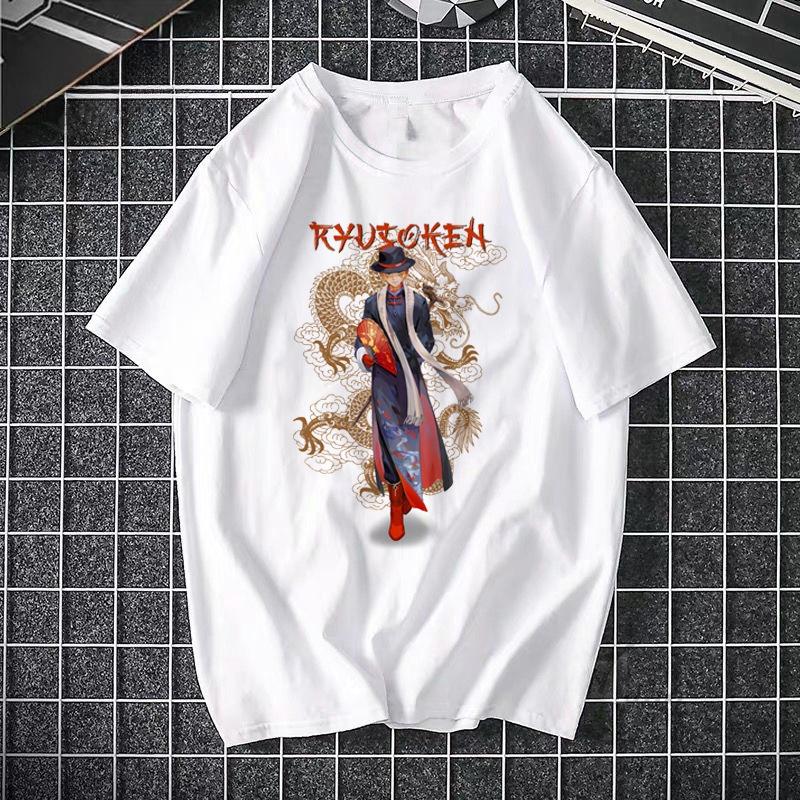 Lifestyle shot of white ONE PIECE Pirate King Luffy printed unisex streetwear tee styled casually | TeenStylo