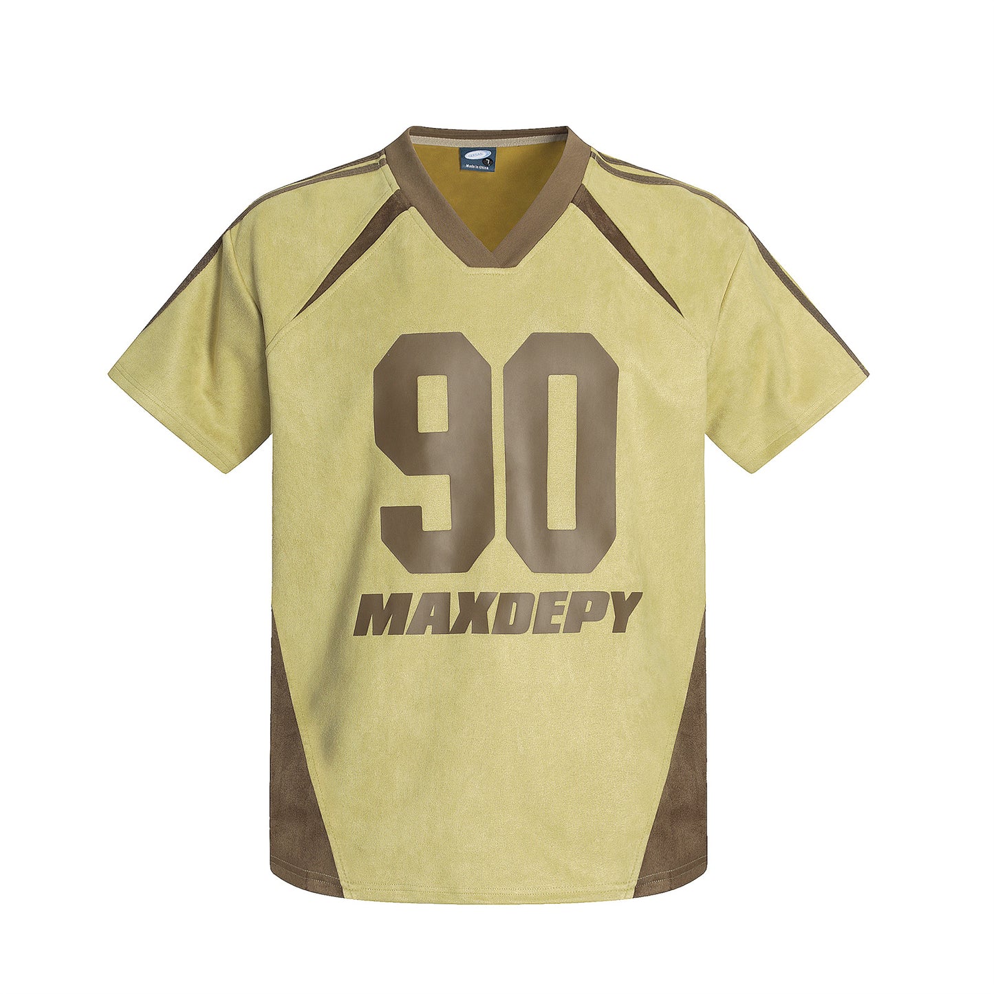 Men's loose yellow colorblock spliced sport short sleeve t-shirt streetwear casual style - TeenStylo