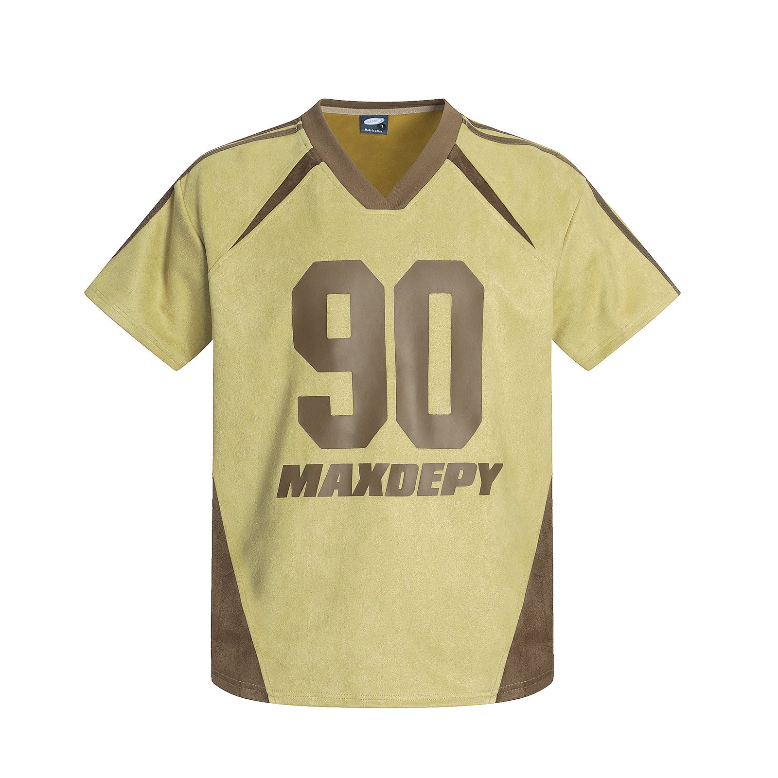 Men's loose yellow colorblock spliced sport short sleeve t-shirt streetwear casual style - TeenStylo