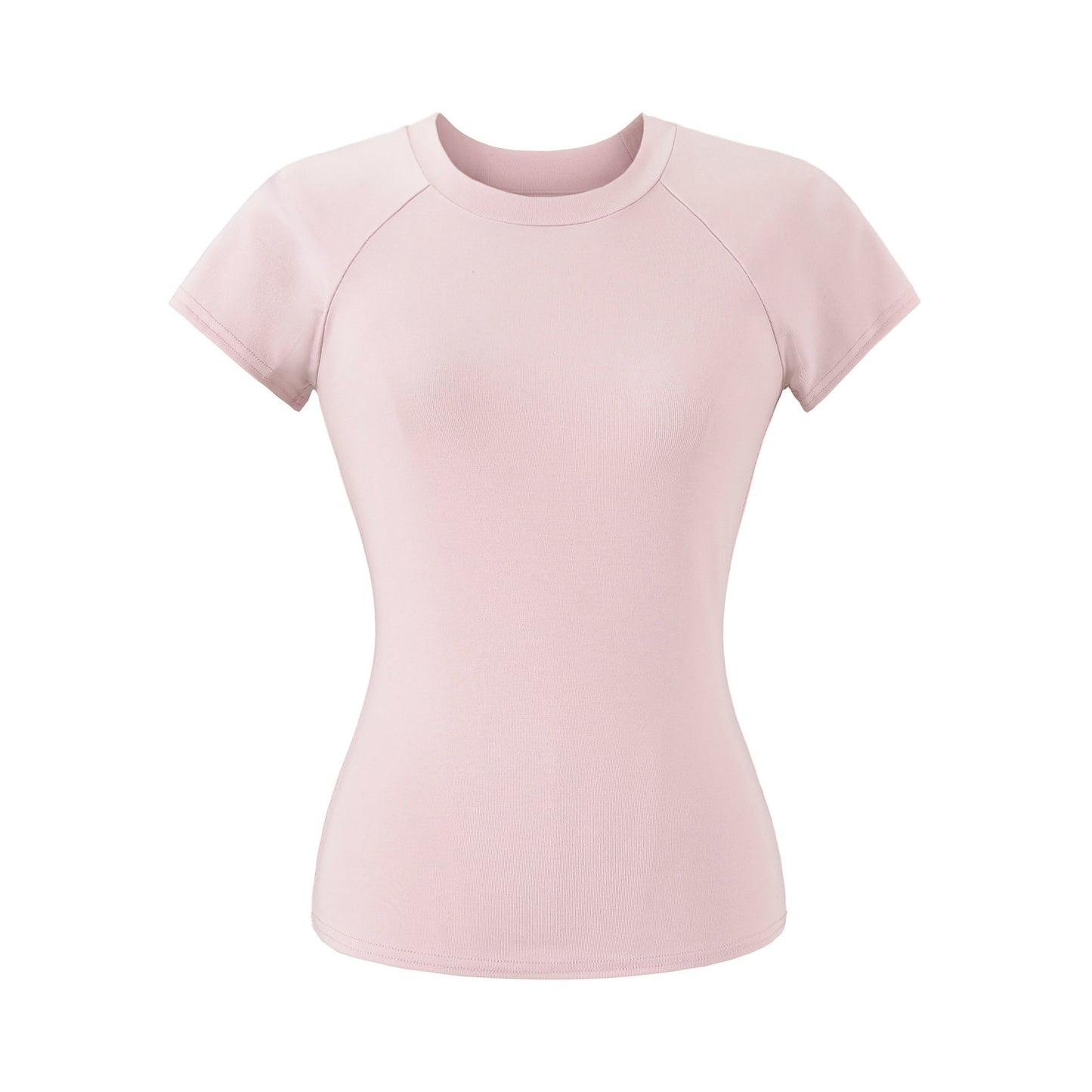 Woman wearing pink round neck short sleeve T-shirt in casual streetwear style | TeenStylo