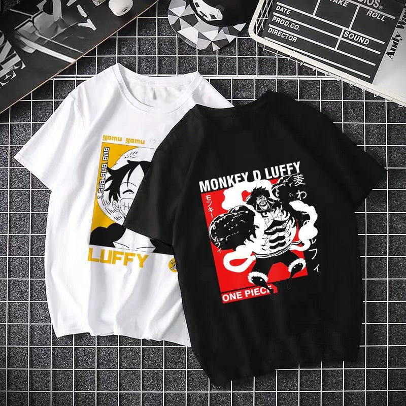 ONE PIECE Pirate King Luffy Fourth Gear black printed unisex streetwear graphic tee front view TeenStylo