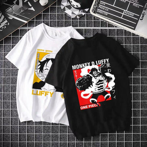 ONE PIECE Pirate King Luffy Fourth Gear black printed unisex streetwear graphic tee front view TeenStylo