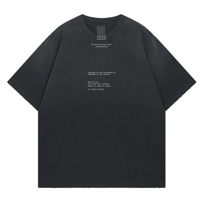 Black letter print washed oversized unisex couple t-shirt lifestyle streetwear style TeenStylo
