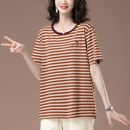 Striped unisex short sleeve T-shirt casual streetwear style lifestyle look TeenStylo