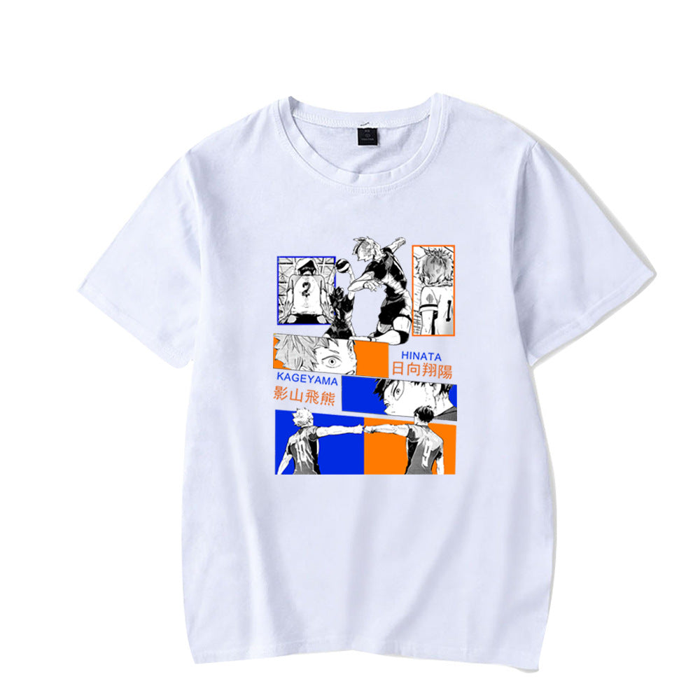 Haikyuu white unisex streetwear tee close-up print detail, anime graphic short sleeve T-shirt - TeenStylo