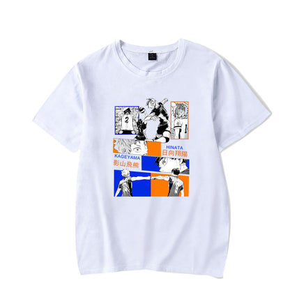 Haikyuu white unisex streetwear tee close-up print detail, anime graphic short sleeve T-shirt - TeenStylo