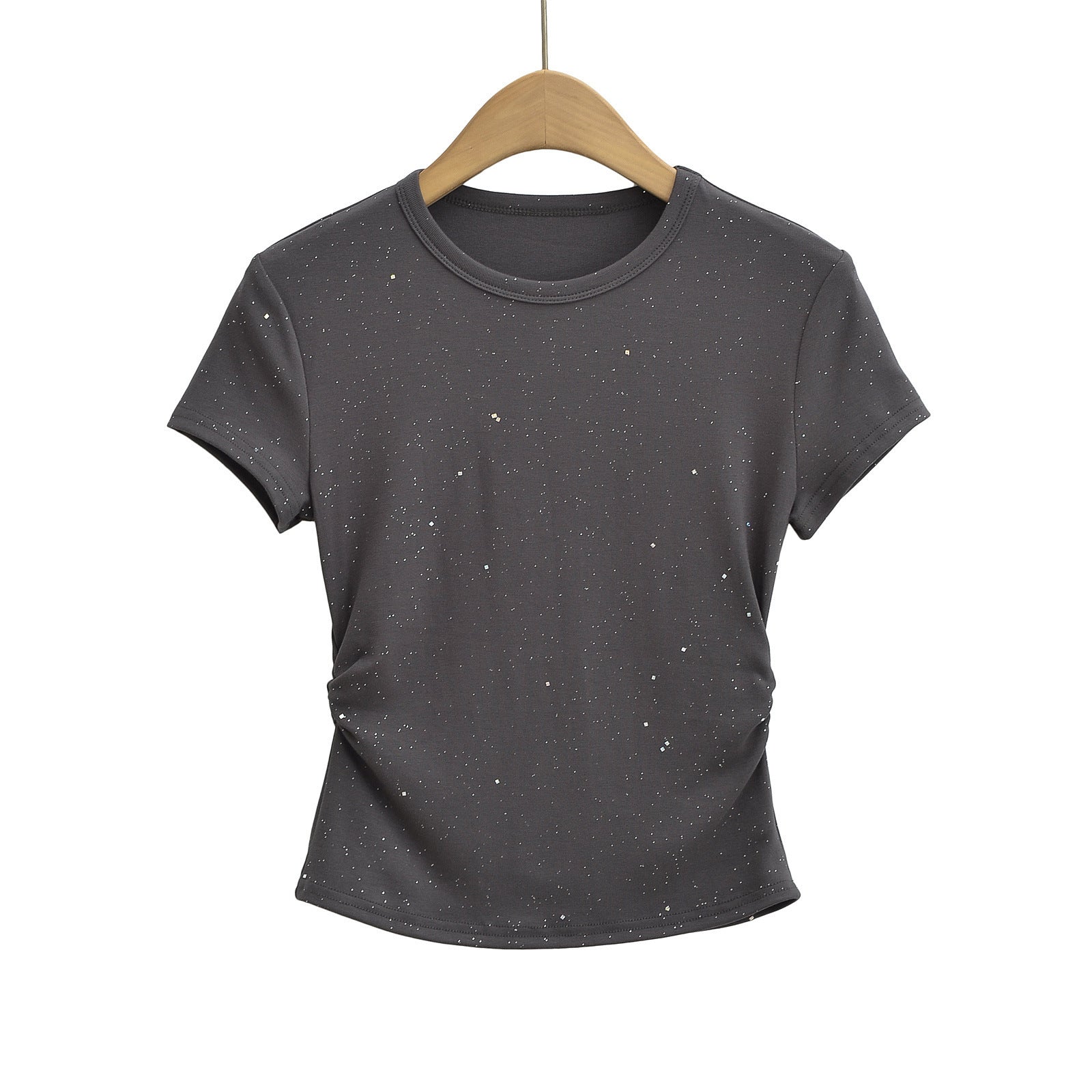 Black hot stamping women's T-shirt back view, Y2K streetwear short sleeve top – TeenStylo