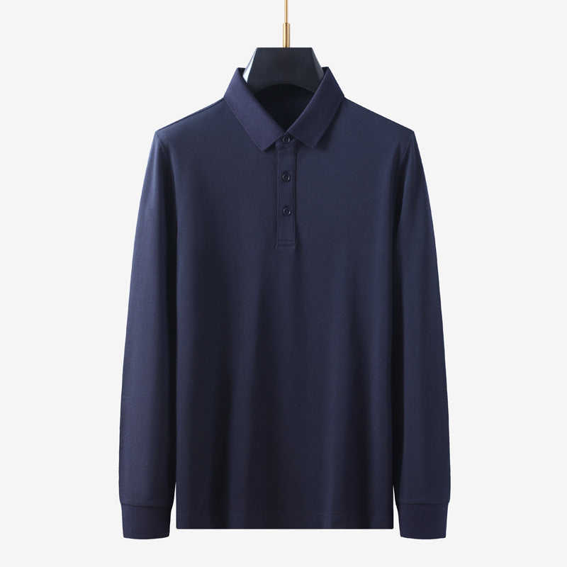 Men's midnight blue long sleeve polo notch collar tee lifestyle shot streetwear fashion TeenStylo