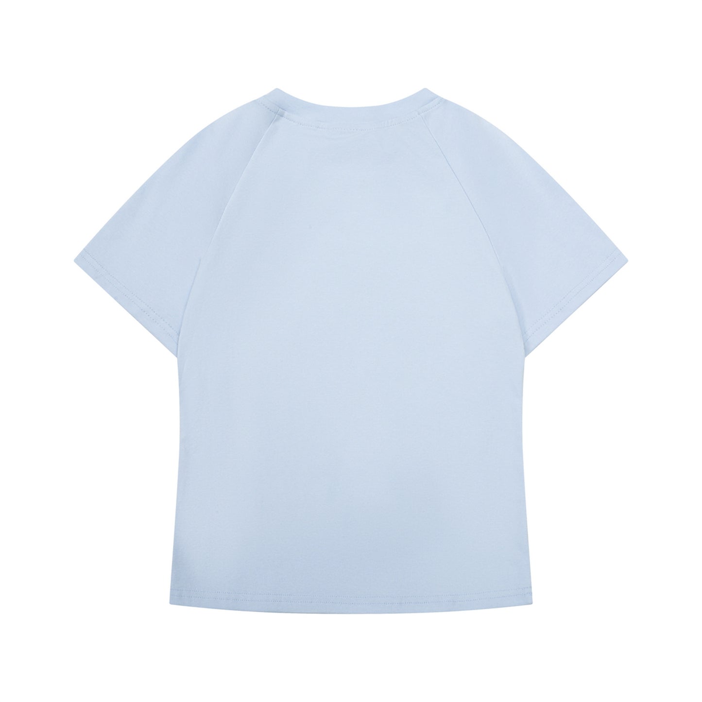Blue women's round neck short sleeve T-shirt back view – Y2K streetwear style | TeenStylo